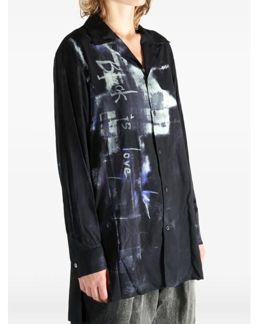 Y's Yohji Yamamoto Black Graphic-Print Shirt