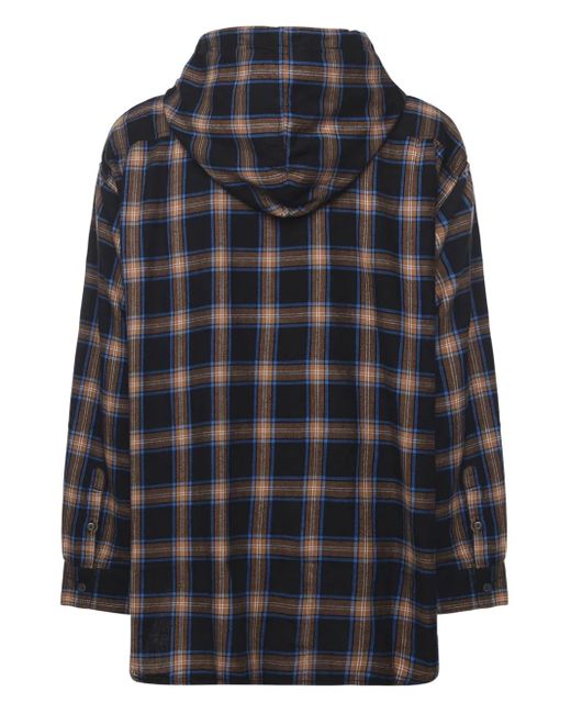 DIESEL Black Check-Pattern Hooded Jacket for men