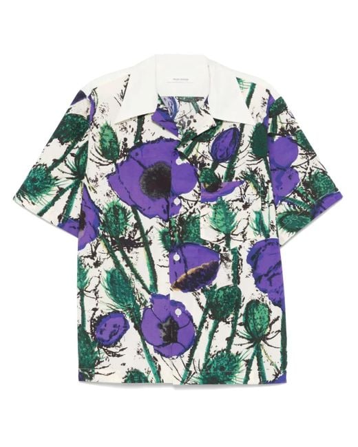 Wales Bonner Blue Floral-Print Shirt for men