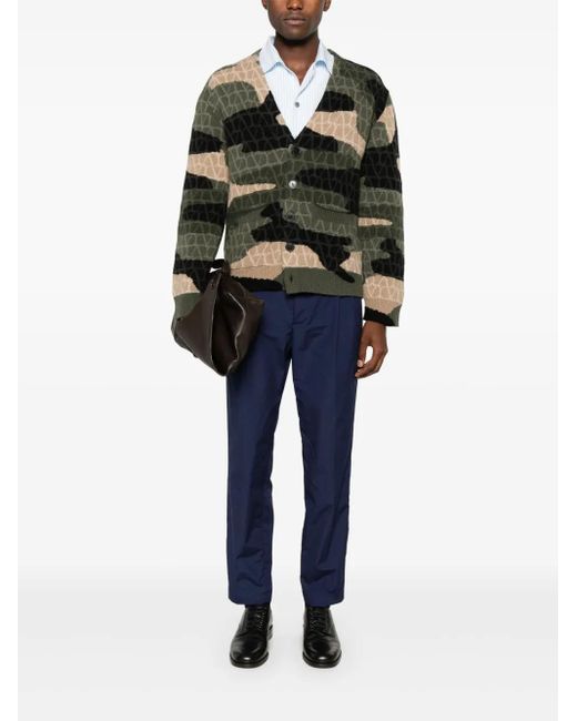 Valentino Garavani Green Toile Iconographe-Print Cardigan for men