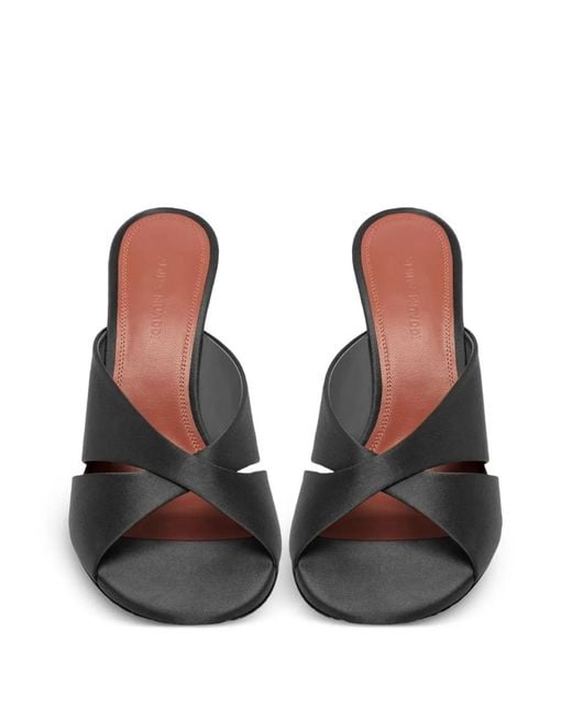 AMINA MUADDI Black Salma Criss-Cross Silk Heeled Sandals