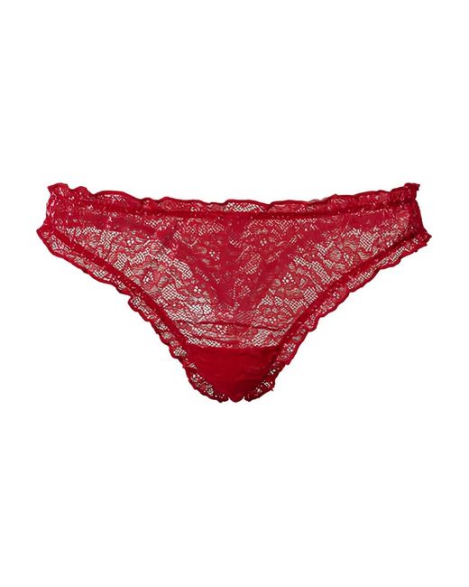 Twinset Red Ruffled-Lace Thong Set (Set Of Two)