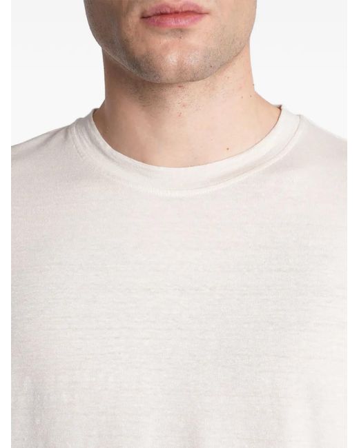 Roberto Collina White Short-Sleeve Crewneck Linen T-Shirt for men