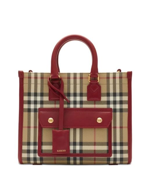 Burberry Red Press-Stud-Fastening Tote Bag
