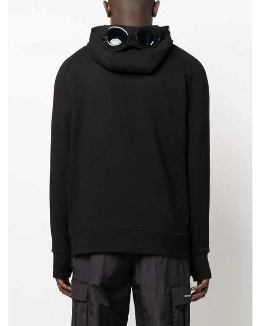 C P Company Black Google-detail Cotton Hoodie - Men's - Cotton for men