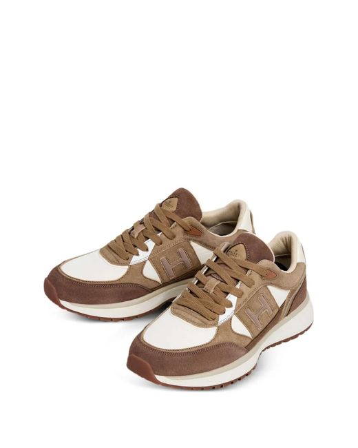 Hackett Brown Otto Run Monogram-Patch Sneakers for men