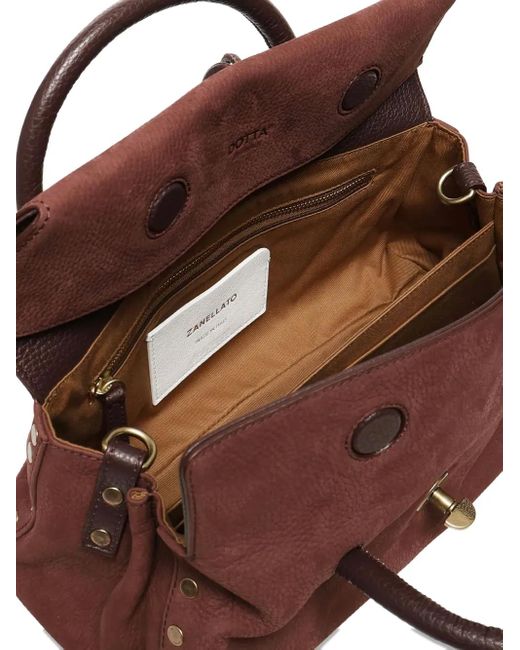 Zanellato Brown Dotta Leather Top-Handle Shoulder Bag