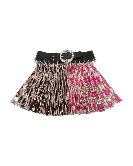 Chopova Lowena Red Pixel Party Pleated Mini Skirt