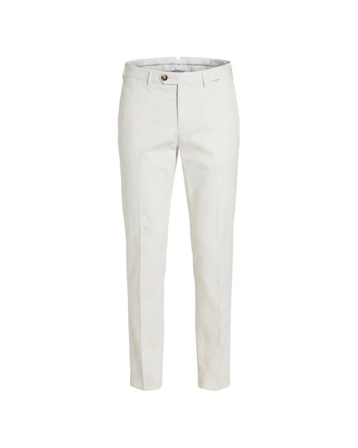 Brunello Cucinelli White Pressed-Crease Straight-Leg Trousers for men