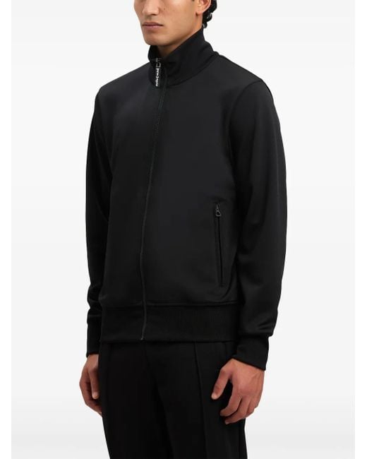 Palm Angels Black High Collar Sweatshirt With Zip Front for men