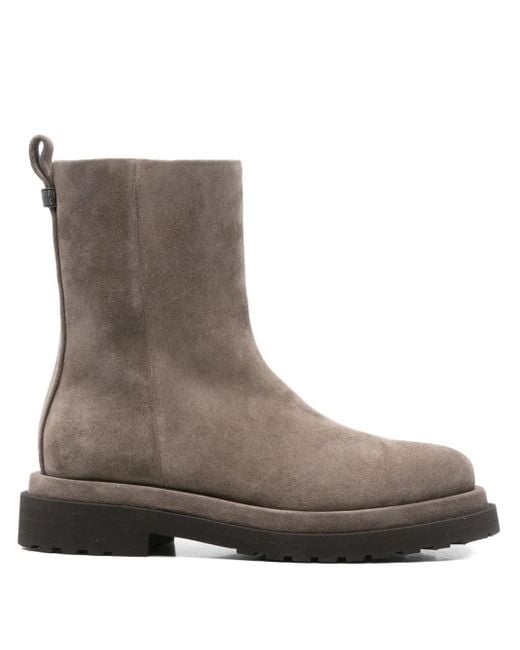 Brunello Cucinelli Brown 30Mm Side-Zip Suede Ankle Boots