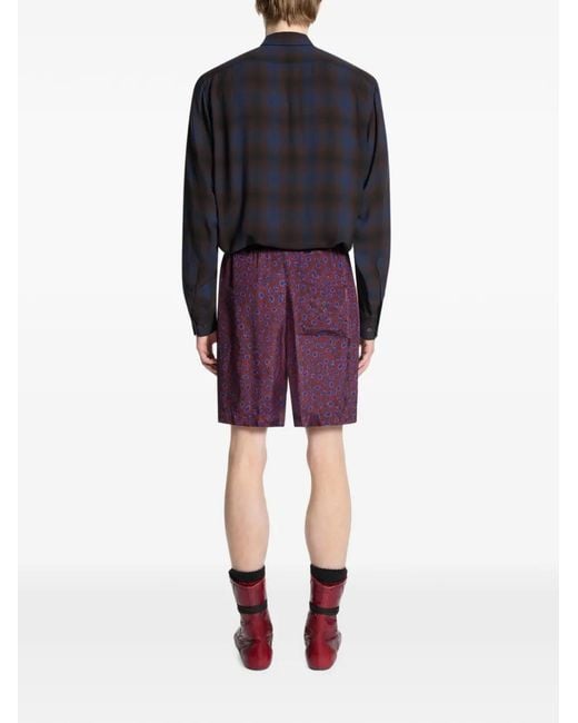 Dries Van Noten Purple Viscose-Twill Shorts for men