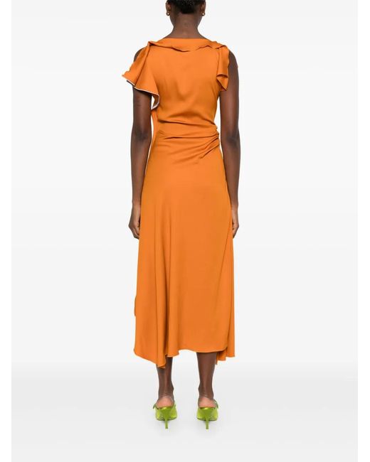 Victoria Beckham Orange Asymmetric Dress