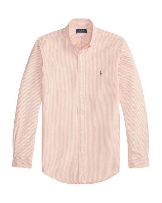 Polo Ralph Lauren Pink Logo-Embroidered Striped Oxford Shirt for men