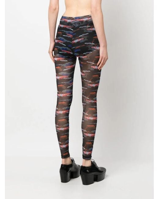 Henrik Vibskov Gray Bird-Print Semi-Sheer Mesh Leggings