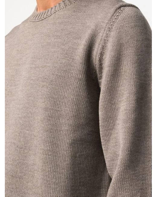 Zanone Gray Knitted Crew-Neck Jumper for men