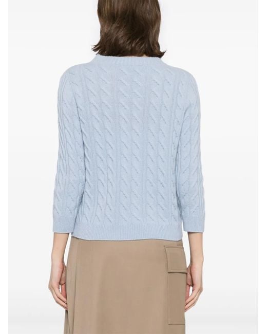 N.Peal Cashmere Blue Emilia Cable Round Neck Jumper