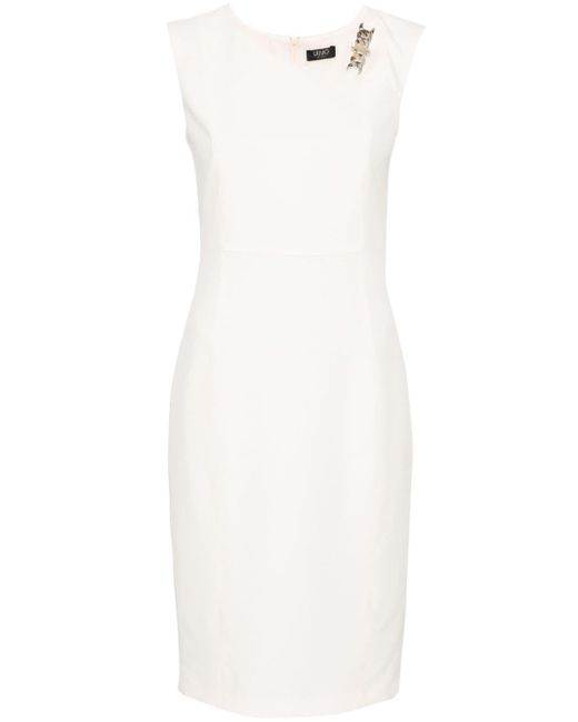 Liu Jo Crêpe Midi-jurk Met Kettingdetail in het White