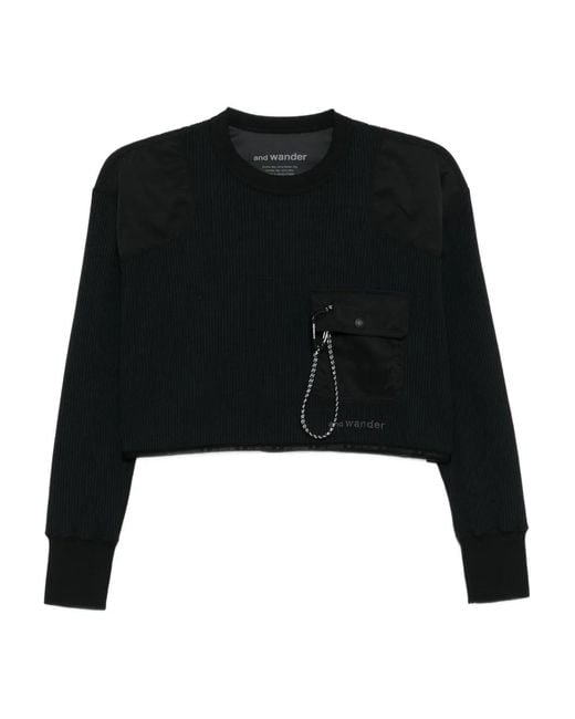 T-Shirt Pe À Design Gaufré And Wander en coloris Black