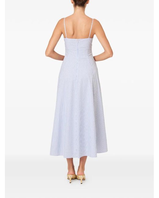 Rosie Assoulin Purple Striped V-Neck Dress