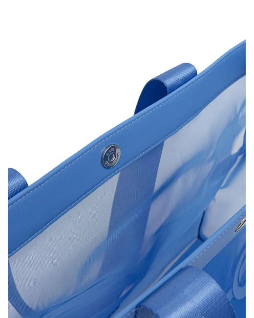 Karl Lagerfeld Blue Mesh Logo-Patch Tote Bag