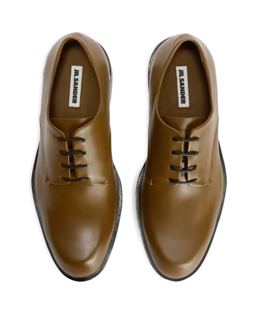 Jil Sander Brown Leather Derby Shoes for men
