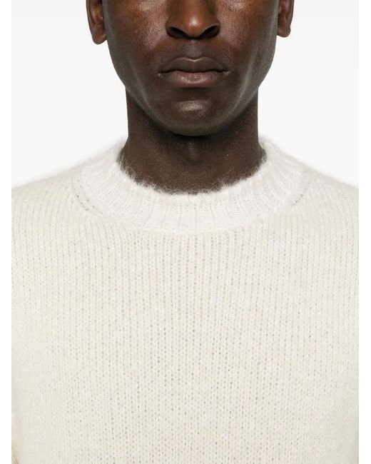 Jil Sander White Brushed Chunky-Knit Jumper for men