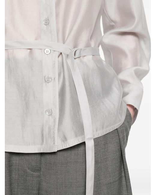 Low Classic White Tie-Waist Shirt