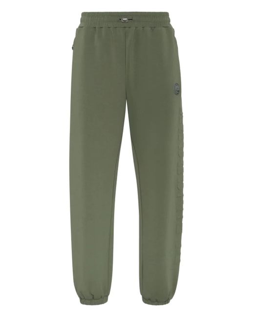 Philipp Plein Green Embossed-Logo Joggers for men