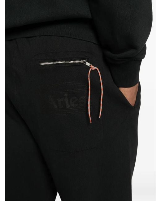 Aries Black Faded Temple Track Pants for men