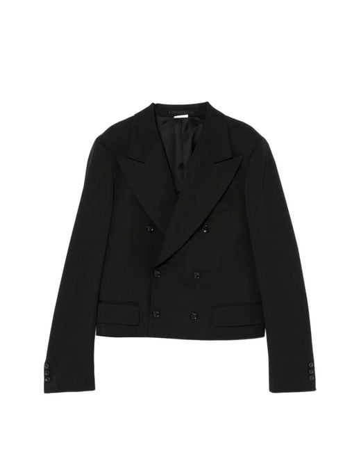 Comme des Garçons Black Cropped Double-Breasted Blazer for men