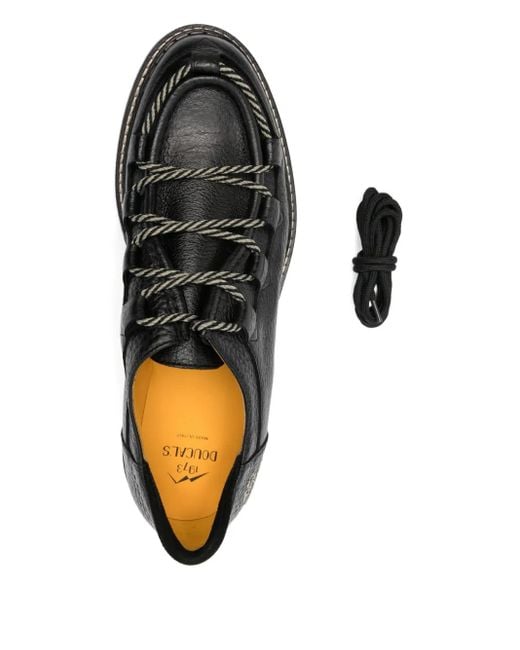 Doucal's Black Leather Rope-Detail Derby Shoes for men