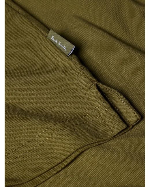 Paul Smith Green Striped-Trim Polo Shirt for men