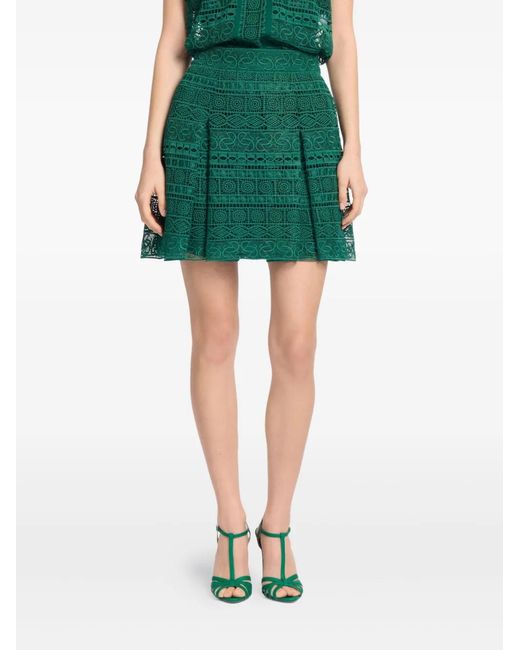 Elie Saab Green Macramé Skirt