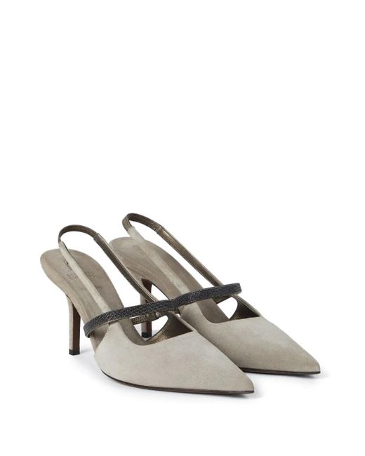 Brunello Cucinelli Gray Pointed Sling-Back Sandal