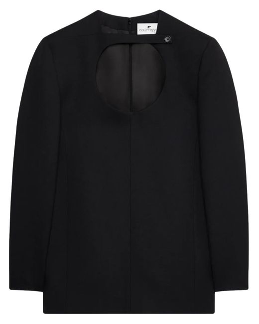 Courreges Black Cut-Out Virgin-Wool Minidress