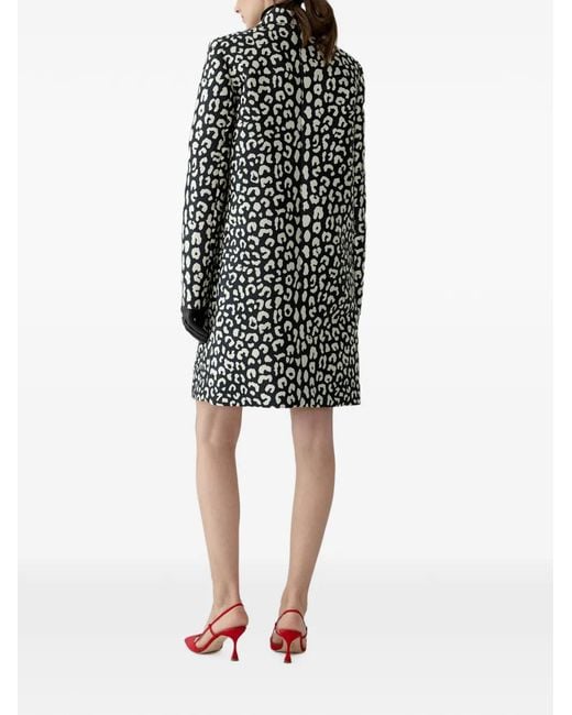 Carolina Herrera White Leopard-Spot Jacquard Coat