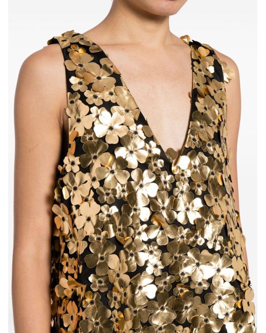 Vestido corto Elena con aplique floral Stine Goya de color Metallic