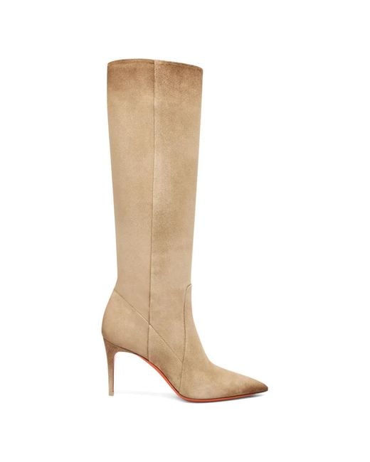 Santoni White Viola Pointed-Toe Suede Boots