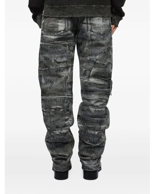 424 Gray Distressed Leather Trousers for men