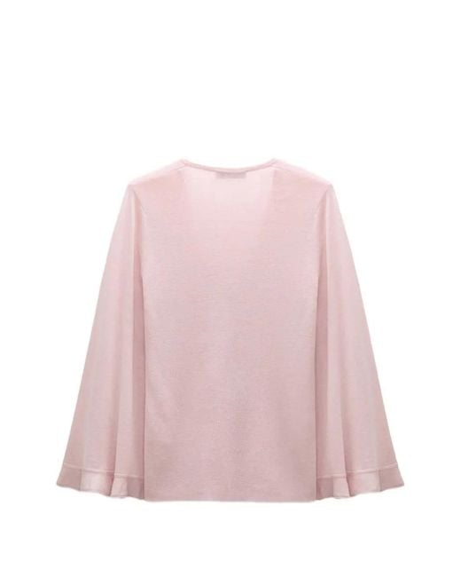 Dorothee Schumacher Pink Refined Essentials Lace-Up Flared-Sleeve Sweater