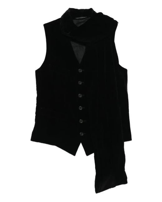 Yohji Yamamoto Black Velvet-Finish Vest for men