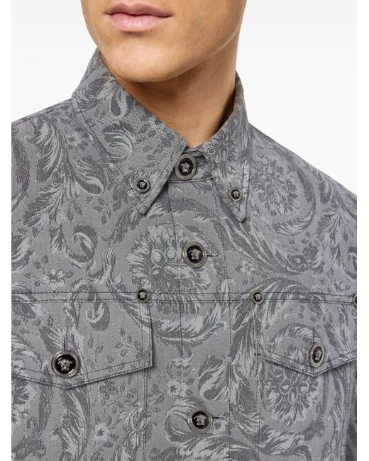 Camisa con estampado floral Versace de hombre de color Gray
