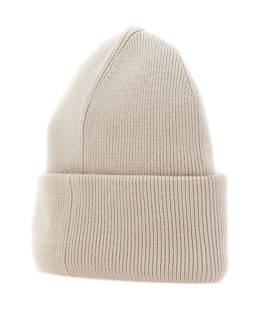 Moose Knuckles Natural Logo-Plaque Ribbed Beanie for men