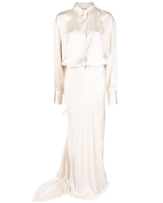 The Attico White Neutral Feather-detail Maxi Dress