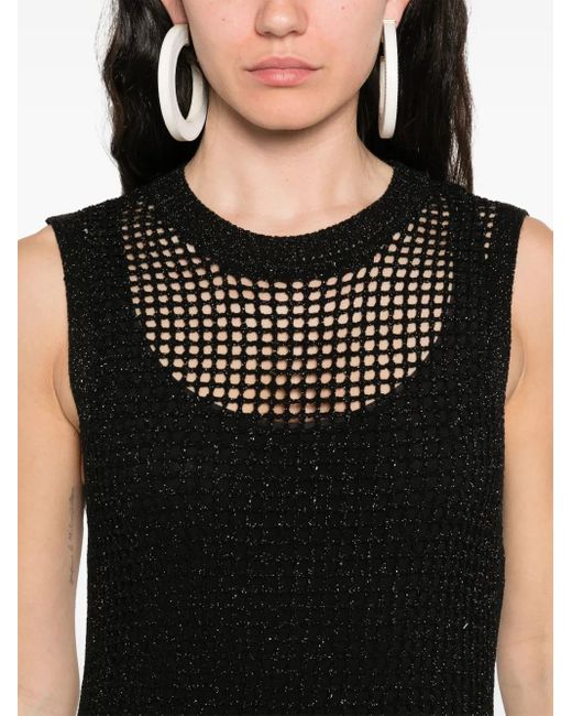 Mc2 Saint Barth Black Eileen Open-Knit Maxi Dress