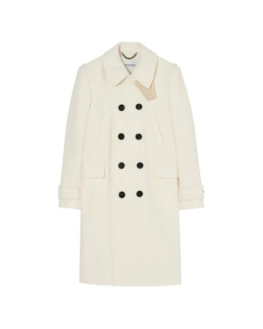 Burberry White Wool Blend Pea Coat for men