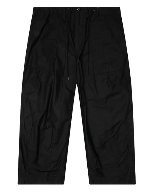 Needles Black Drawstring Cargo Trousers for men