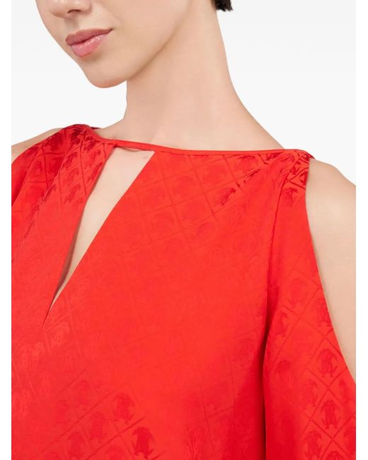 Roberto Cavalli Red Cut-Out-Detail Blouse