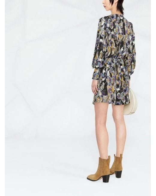 IRO Gray Floral Print Short Dress